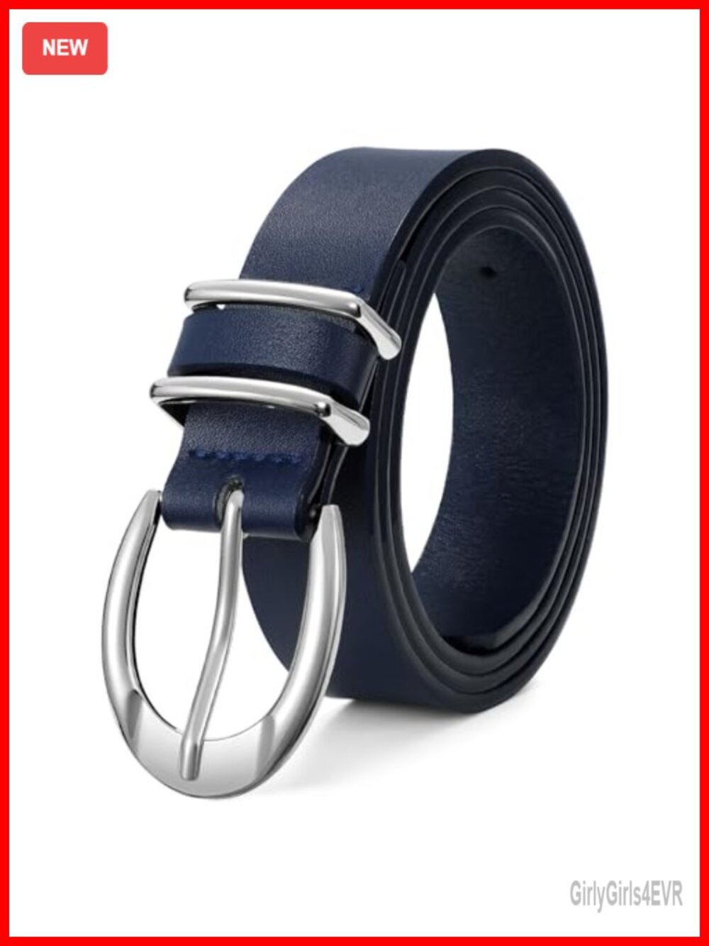 XZQTIVE Women's Leather Belt with Pin Buckle and Double Keeper Loops